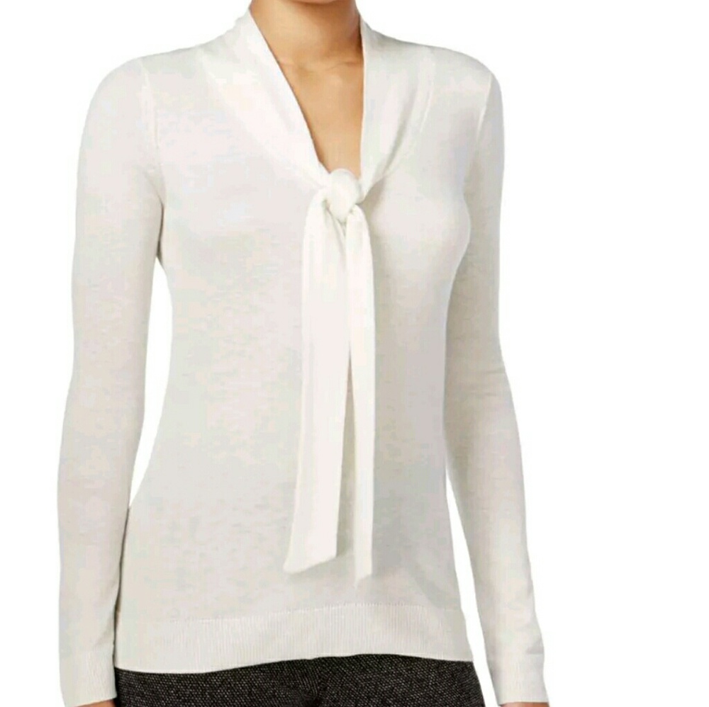 New Large Maison Jules Ivory Tie Sweater Large